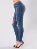 Embroidery Hole Pocket Skinny Women's Jeans
