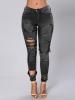 Patchwork Hole Worn Straight Women's Jeans