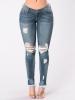 Hole Worn Button Zipper Women's Jeans