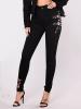 Embroidery Skinny Button Plain Women's Jeans