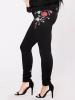 Embroidery Skinny Button Plain Women's Jeans