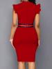 Frill Button Detail Women's Bodycon Dress