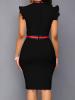 Frill Button Detail Women's Bodycon Dress