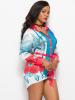 Hot Floral Oversize Contrast Color Bodycon Dress