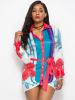 Hot Floral Oversize Contrast Color Bodycon Dress