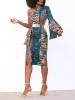 Oblique Collar Bell Sleeve Falbala Women's Bodycon Dress