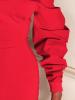 Slash Neck Slim Plain Heap Sleeve Bodycon Dress