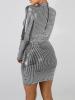Long Sleeve Zipper Above Knee Sexy Plain Dresses