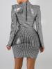 Long Sleeve Zipper Above Knee Sexy Plain Dresses