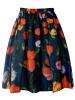 Pleated Floral Mid-Calf Women's Skirt