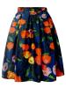 Pleated Floral Mid-Calf Women's Skirt