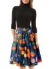 Pleated Floral Mid-Calf Women's Skirt