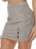 Lace Up High Wasted Suede Skirt