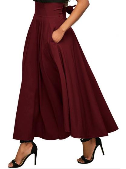 Retro Style Pure Color Split Skirt