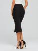 Row of Buttons Slit High Waist Women's Skirt