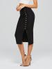 Row of Buttons Slit High Waist Women's Skirt
