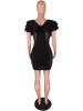 V-neck Hollow Flounced Sleeve Sexy Bodycon Dress