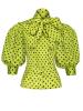 Polka Dot Bow Knot Single Breast Women's Blouse